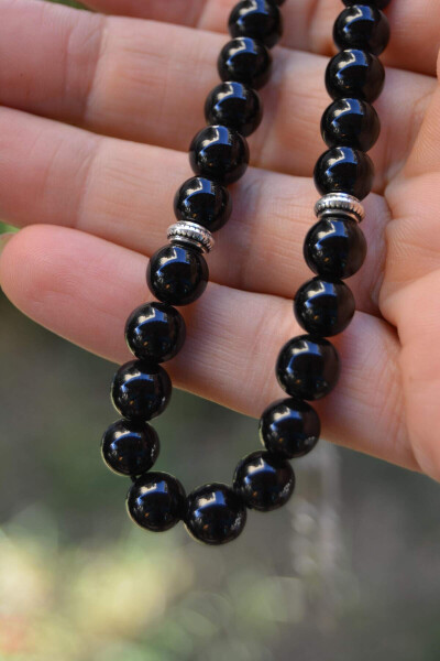 Black Onyx Natural Stone Prayer Beads Gift for Men - 7