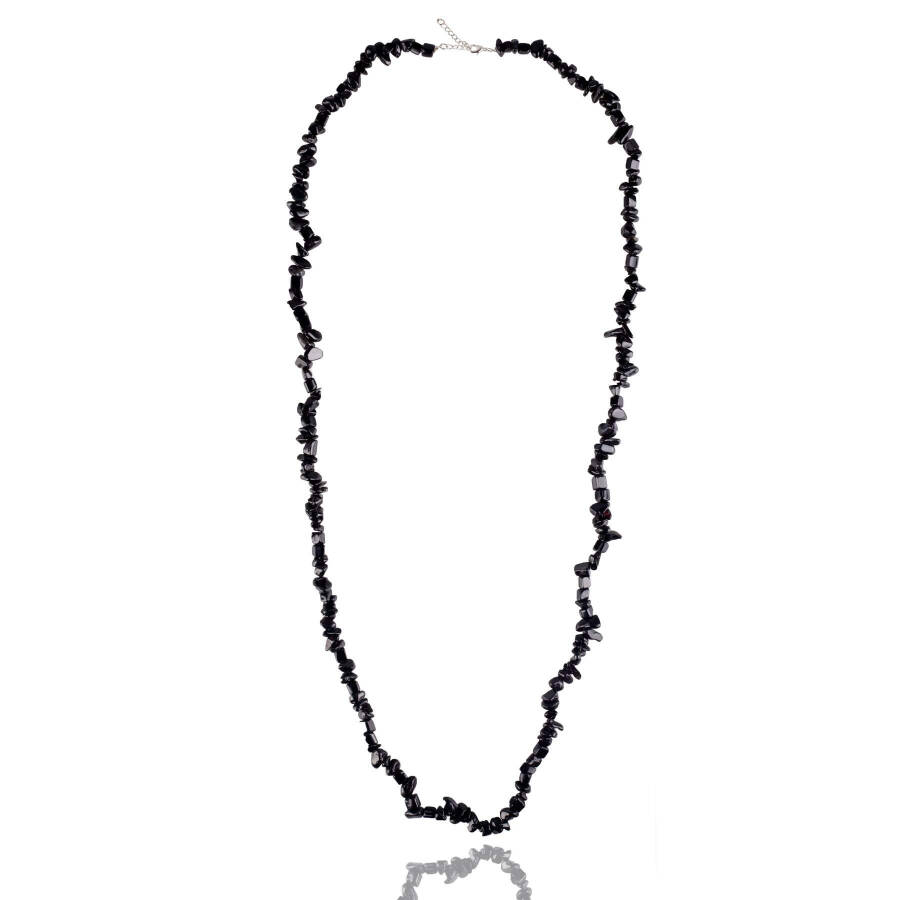 Black Onyx Natural Stone Short and Long Necklace for Women - 5