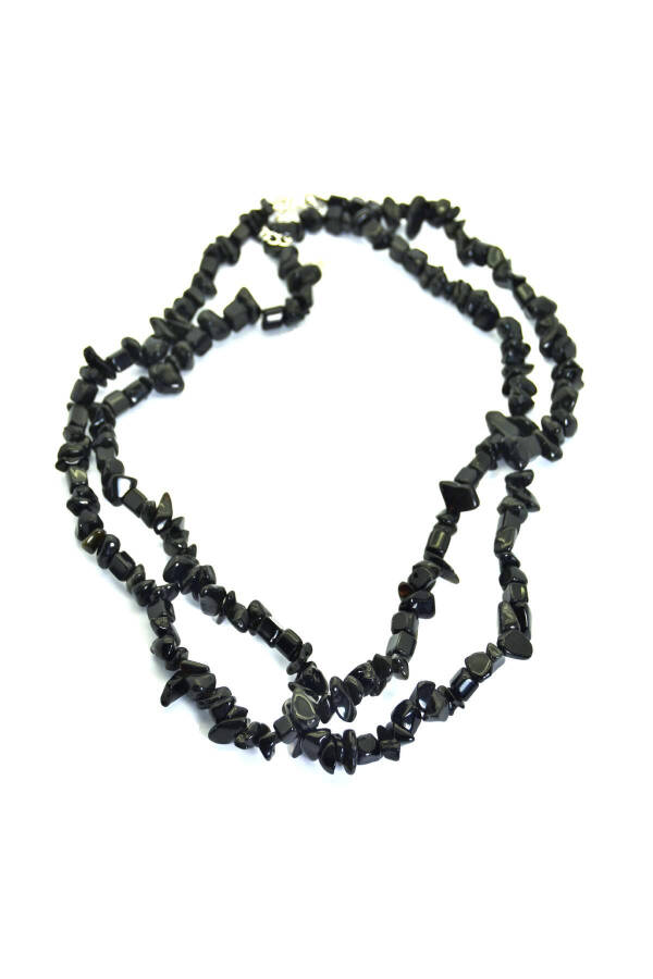 Black Onyx Natural Stone Short and Long Necklace for Women - 6