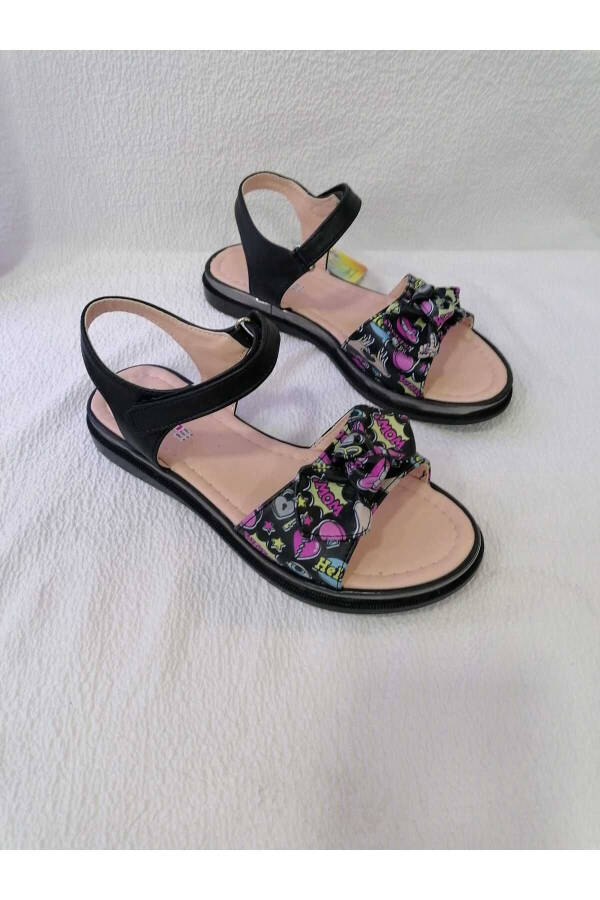 Black Padded Sole Girl Sandals - 9