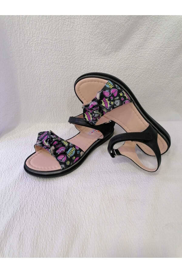 Black Padded Sole Girl Sandals - 10