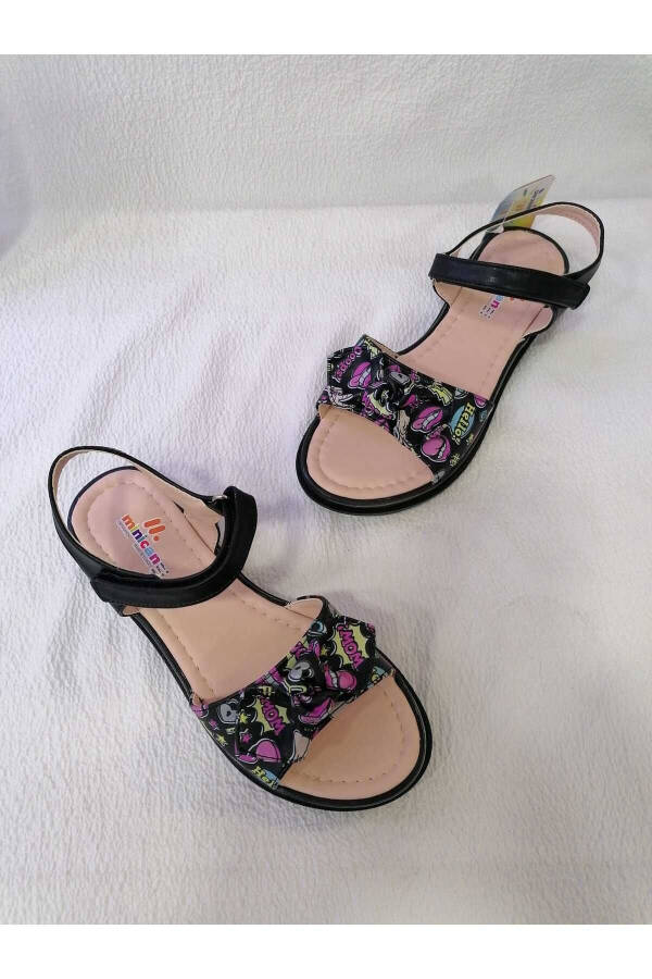 Black Padded Sole Girl Sandals - 12