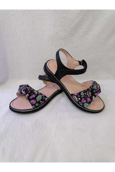 Black Padded Sole Girl Sandals - 13