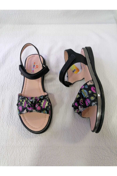 Black Padded Sole Girl Sandals - 14