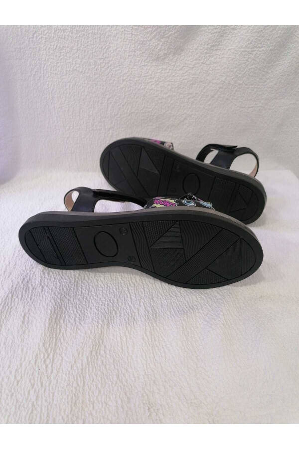 Black Padded Sole Girl Sandals - 16