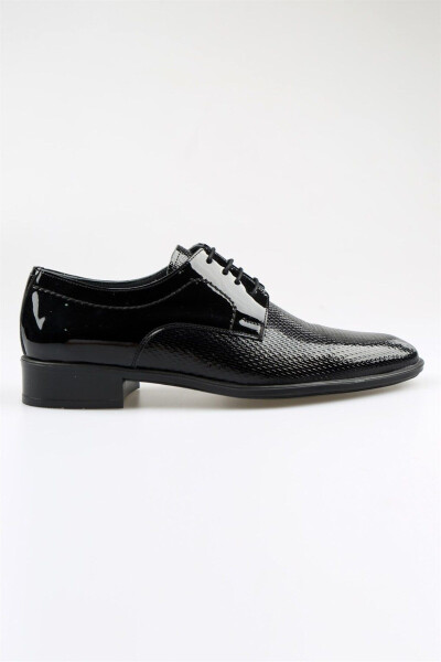 Black Patent Leather Lace-Up Men's Classic Shoes - 1