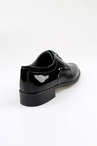 Black Patent Leather Lace-Up Men's Classic Shoes - 3