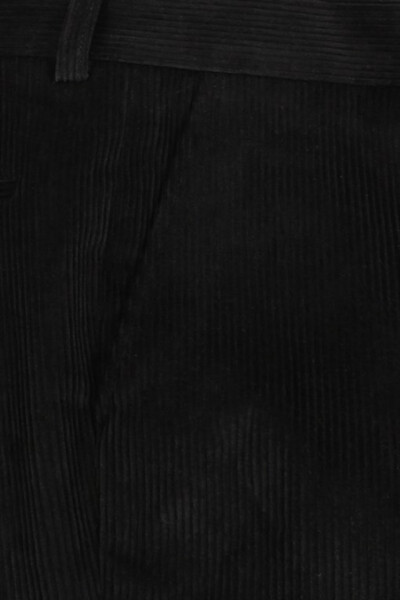 Black, regular fit, 5 pocket men's velvet trousers. - 2