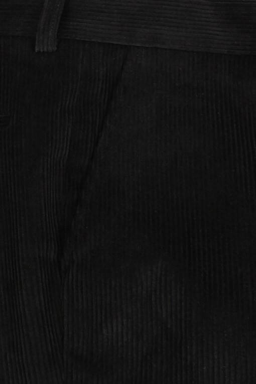 Black, regular fit, 5 pocket men's velvet trousers. - 2