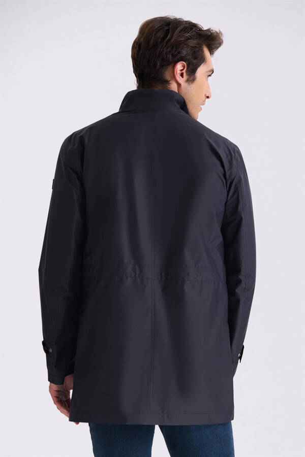 Black Regular Fit Mandarin Collar Jacket - 3