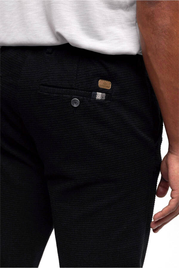 Black Regular Fit Reinforced Cotton Drawstring Chino Pants - 5