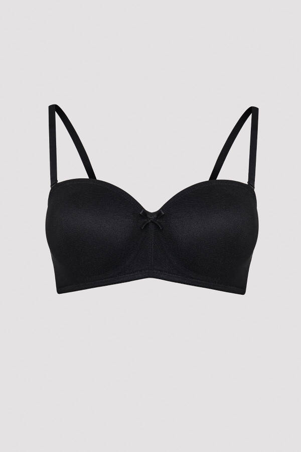 Black Shaping Underwire Non-Padded Lotus Bra - 2