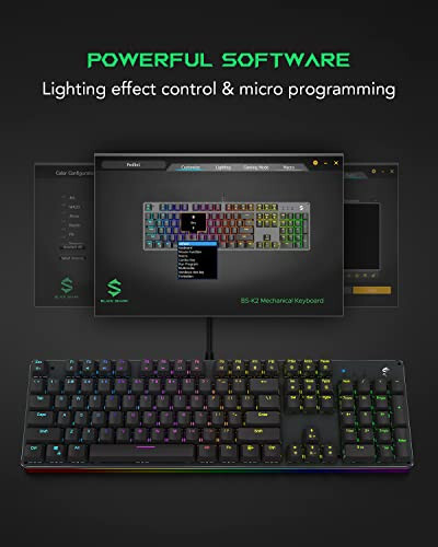 Black Shark RGB Mechanical Gaming Keyboard LED Backlit Wired Keyboard with Blue Switches, Fully Programmable, Anti-Ghosting 104 Keys for Desktop PC, Sixgill K2 - 6