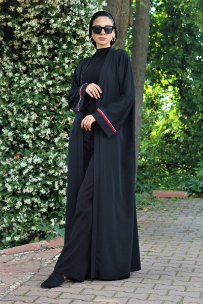 Black Sleeve Detailed Summer Abaya Ferace - 2