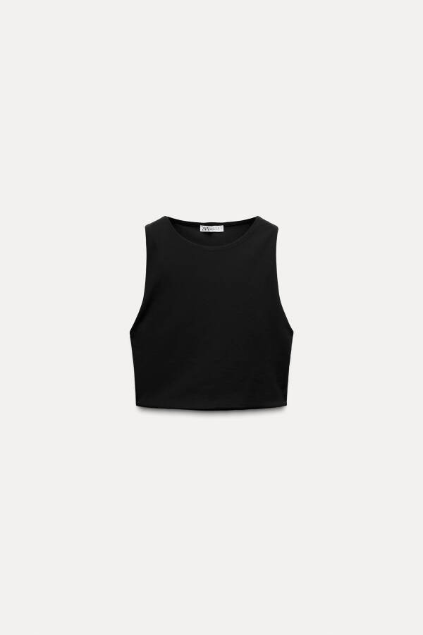 Black Sleeveless Crop Top - 3