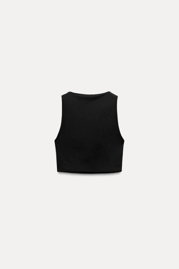 Black Sleeveless Crop Top - 4