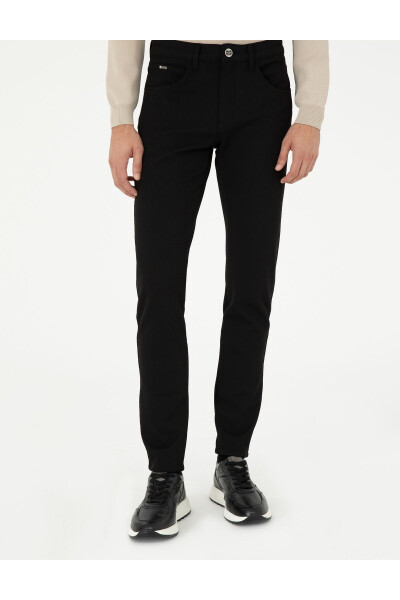 Black Slim Fit Canvas Pants - 2