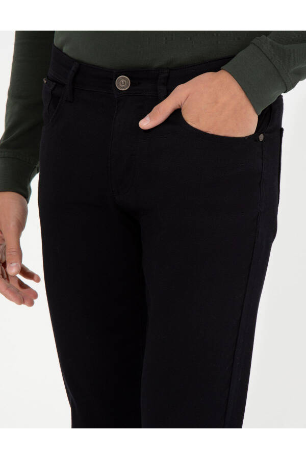 Black Slim Fit Canvas Pants - 13