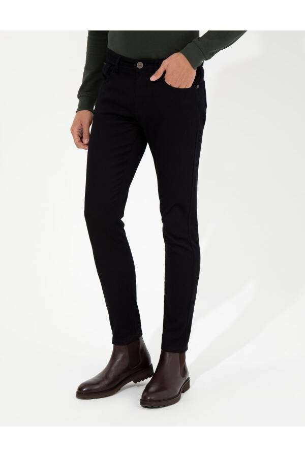 Black Slim Fit Canvas Pants - 2