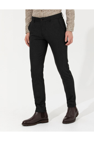 Black Slim Fit Canvas Pants - 2