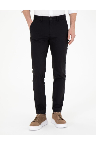 Black Slim Fit Canvas Pants - 2