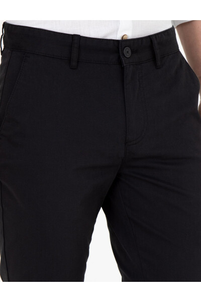 Black Slim Fit Canvas Pants - 5