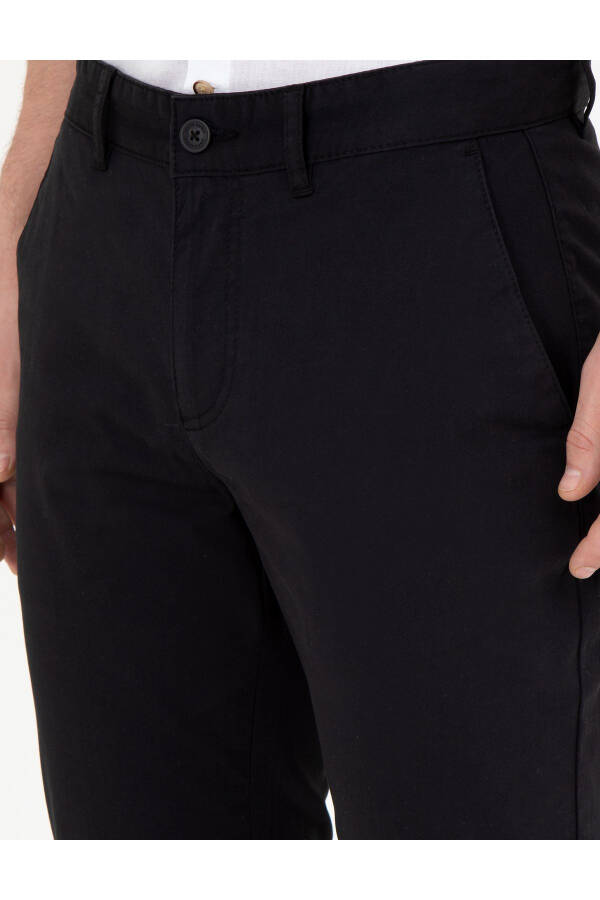 Black Slim Fit Canvas Pants - 6