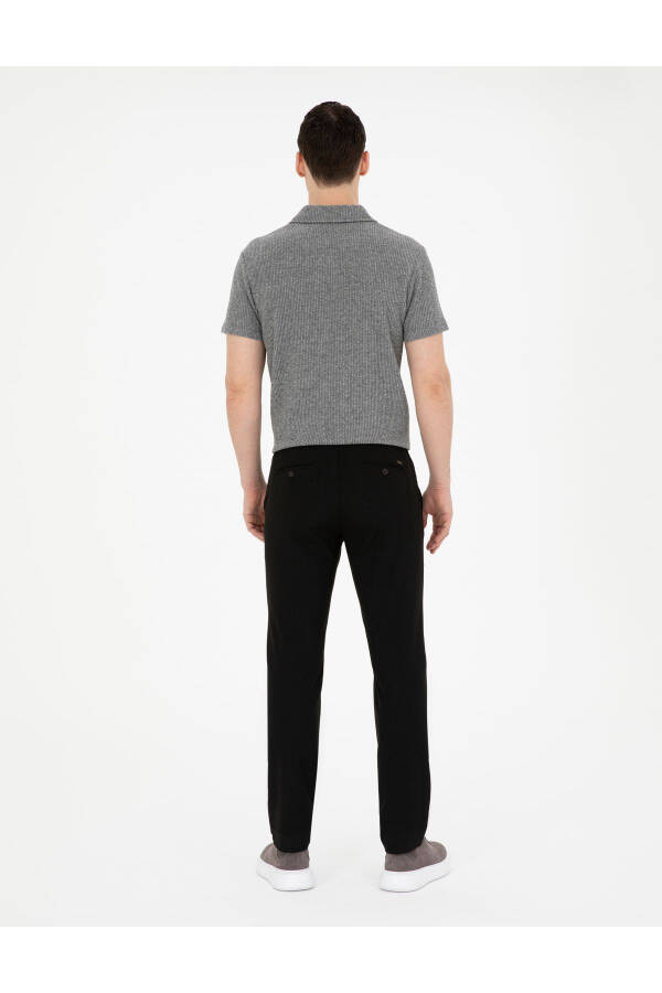 Black slim fit canvas striped pants - 4