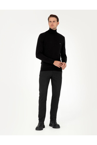 Black Slim Fit Canvas Trousers - 9