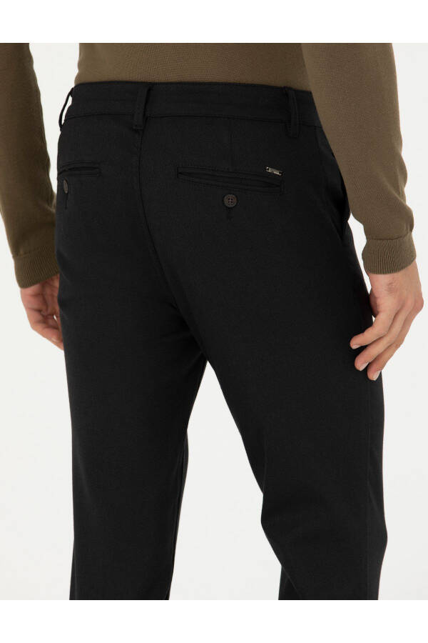 Black Slim Fit Canvas Trousers - 7