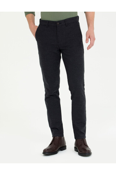 Black Slim Fit Canvas Trousers - 2