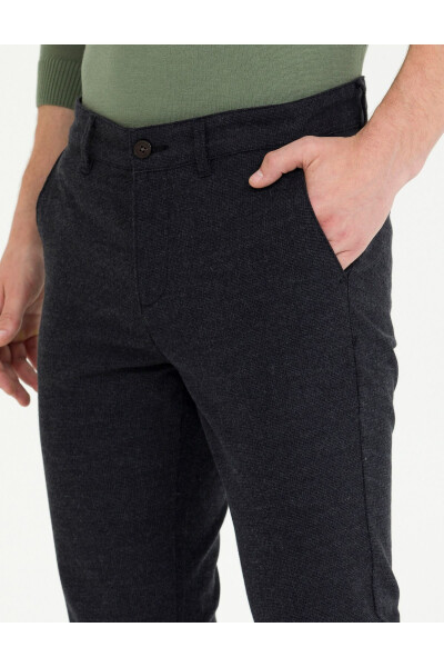 Black Slim Fit Canvas Trousers - 5