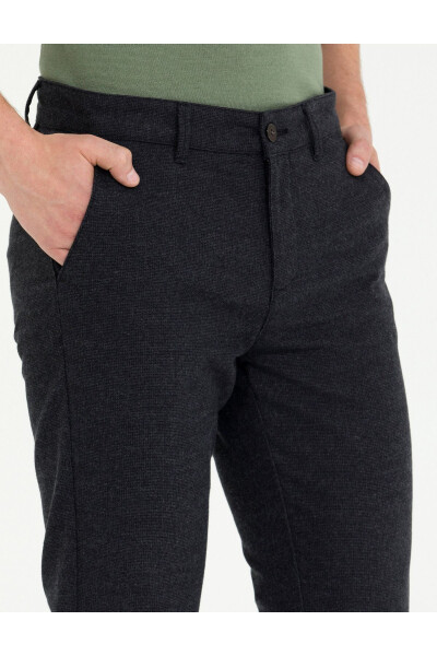 Black Slim Fit Canvas Trousers - 6