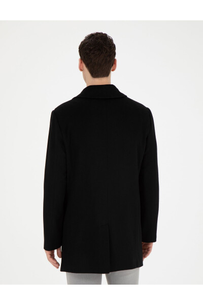 Black Slim Fit Cashmere Coat - 12