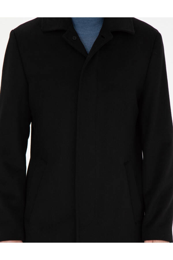 Black Slim Fit Cashmere Coat - 13