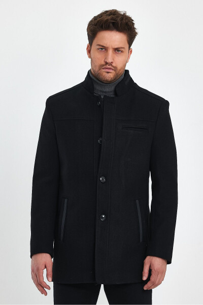 Black, slim fit, cashmere coat. - 9