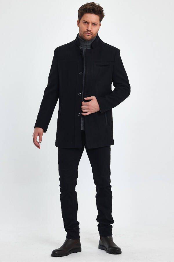 Black, slim fit, cashmere coat. - 10