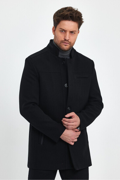 Black, slim fit, cashmere coat. - 11