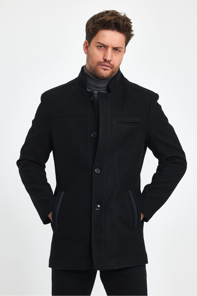 Black, slim fit, cashmere coat. - 13