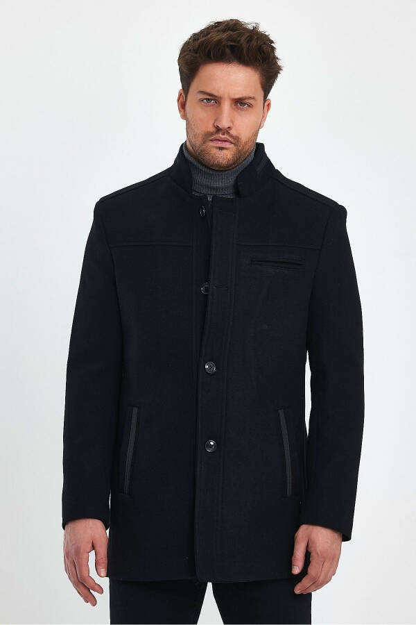 Black, slim fit, cashmere coat. - 1