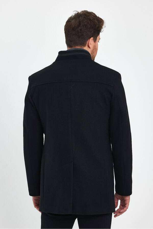 Black, slim fit, cashmere coat. - 7