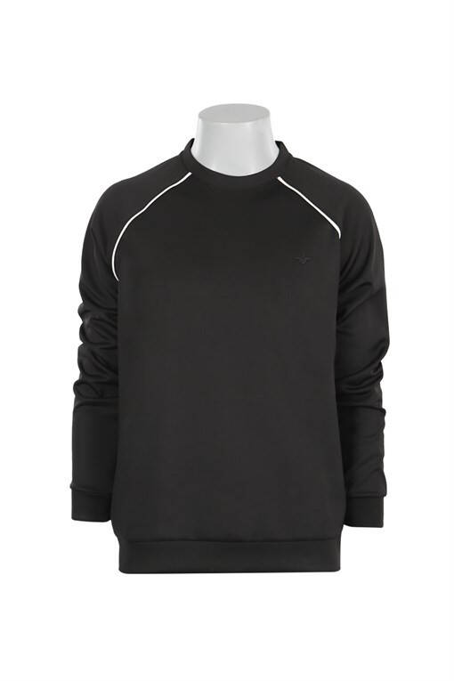 Black Slim Fit Cotton Blend Crew Neck Sweatshirt - 9