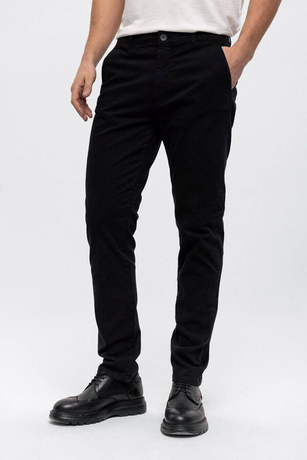 Black Slim Fit Cotton Chino Pants - 2