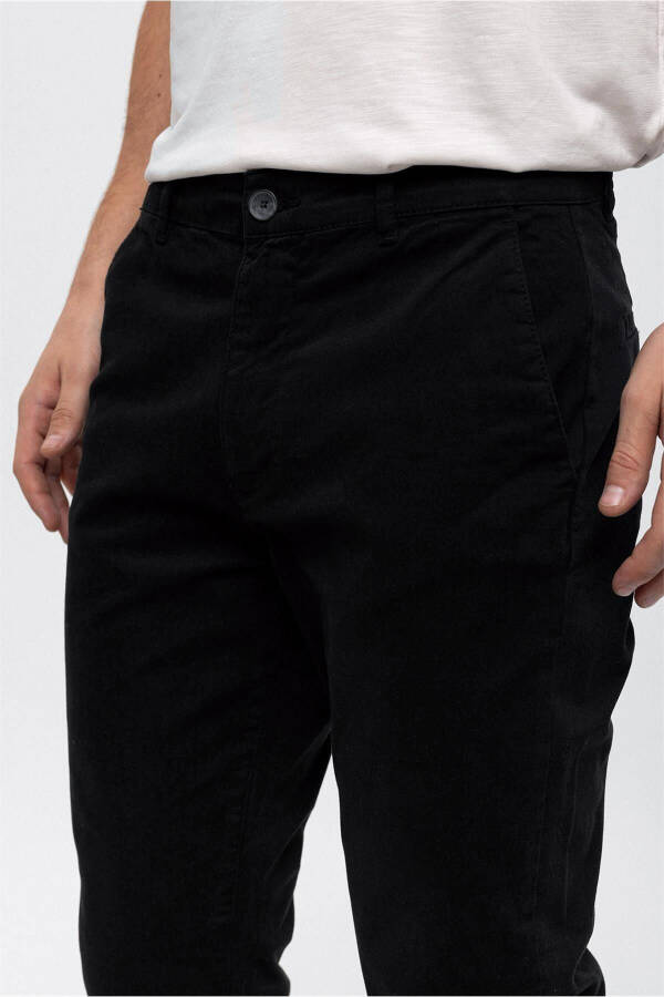 Black Slim Fit Cotton Chino Pants - 3