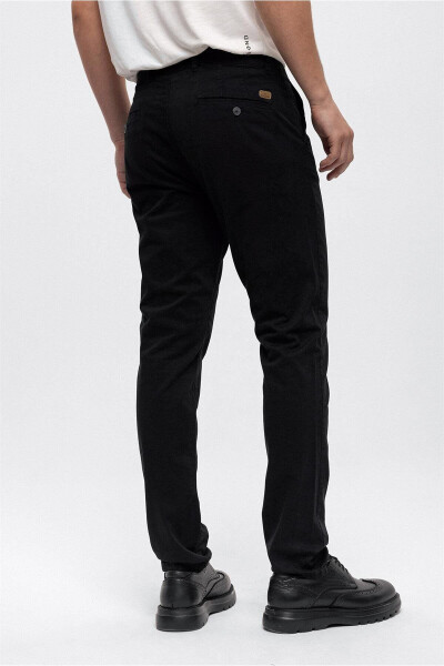 Black Slim Fit Cotton Chino Pants - 5