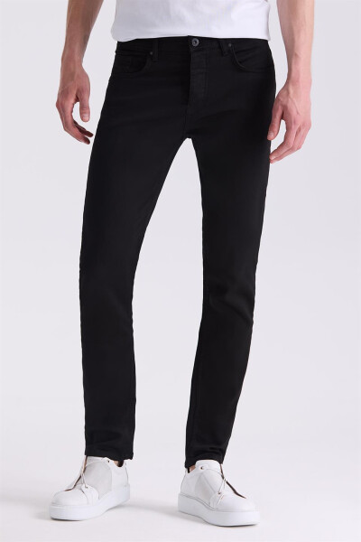 Black Slim Fit Cotton Jean Pants - 1