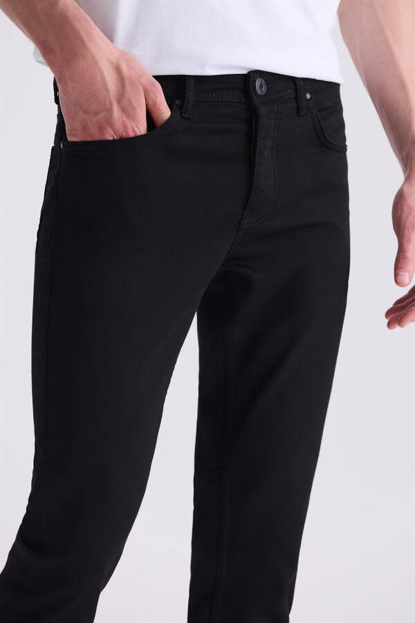 Black Slim Fit Cotton Jean Pants - 3