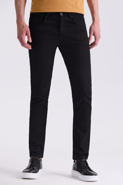 Black Slim Fit Cotton Jean Pants - 1