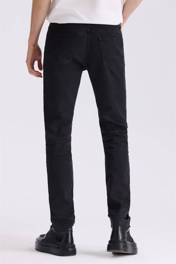 Black Slim Fit Cotton Plain Wash Jean Denim Pants - 4