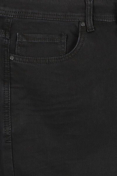 Black Slim Fit Cotton Plain Wash Jean Denim Pants - 6